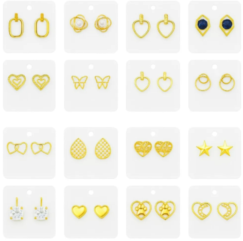 Kit 20 Prs Brincos Variados Folheados A Ouro! Ótima Qualidad
