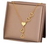 Colar Coração – Corrente Feminina Aço Inox Pingente Corações