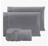 Jogo Lençol Casal 3pç 400 Fios Hipercal Conforto Macio Cor Cinza Desenho do tecido Liso