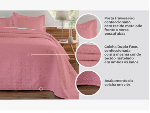 Colcha/cobre Leito Dupla Face Matelado Casal 3 Peças