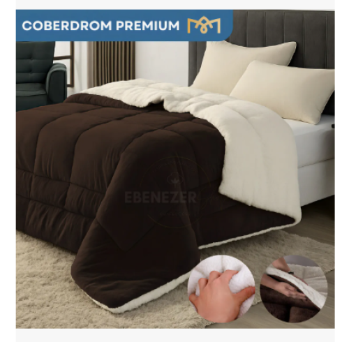 Coberdrom Cobertor Casal Queen Edredom Super Macio Toque Aveludado Dupla Face Hotel Premium Luxo Cor Tabaco