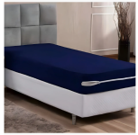 Capa de Colchão Solteiro Azul Marinho 188x88cm Malha com Zíper Gramatura 55