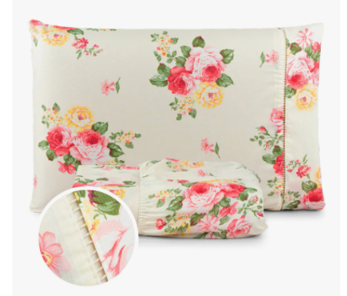 Jogo Lençol 2 Peças Solteiro Hipercal 400 Fios Leve Luxo Cor Flores Verde Desenho Do Tecido Estampado