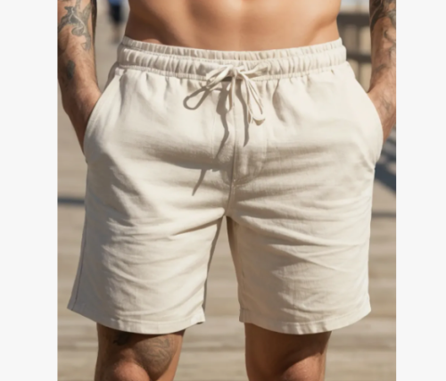 Short Masculino Aspecto Linho Confortavel Elegante Verão
