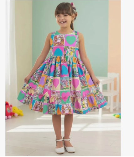 Vestido Casual Moderna Meninas Livro De Colorir Infantil