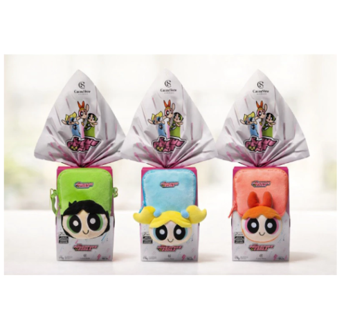 Ovo de Páscoa meninas super poderosas Cacau Show 2026 Bolsa Pelúcia infantil