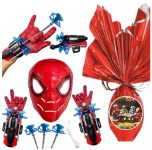 Ovo De Páscoa 250 Gramas + Kit Com 1 Máscara E 2 Luvas Com Lançadores De Dardos Do Homem Aranha