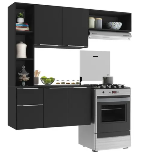 Armário de Cozinha Compacta Sofia Multimóveis Preta