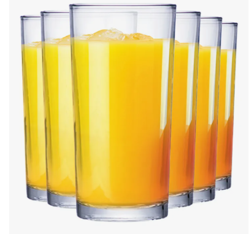 Jogo de Copos de Vidro Long Drink para Água e Suco 255ml 6pcs Ruvolo