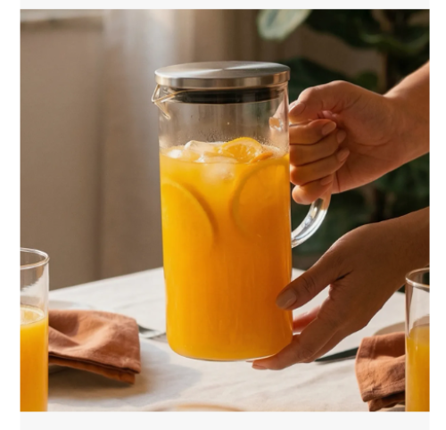 Jarra De Vidro Tampa Higiênica Inox 1 Litro Borossilicato