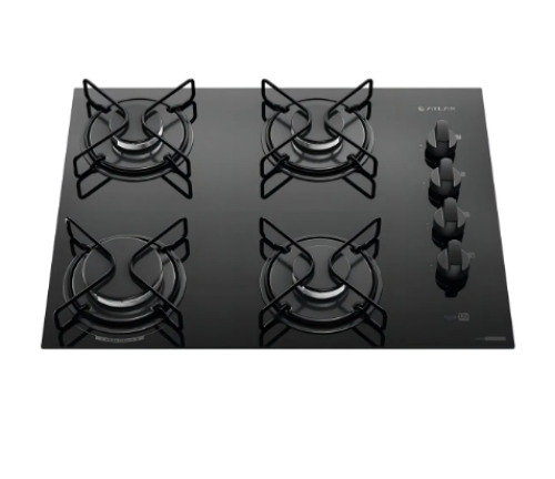 Cooktop 4 Bocas Atlas Agile Up Mesa Vidro Mega Chama Bivolt