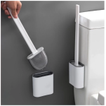 Escova Sanitária De Silicone Para Limpar Privada Banheiro Vaso Sanitário Com Suporte e Adesivo para parede