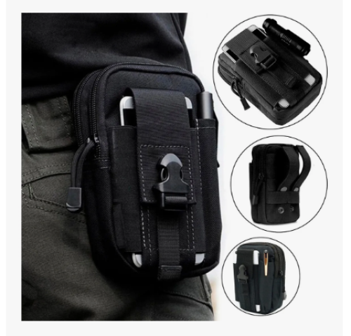TokShop Pochete Bolsa Porta Objeto Celular Carteira Cinto Multiuso Cor Preto