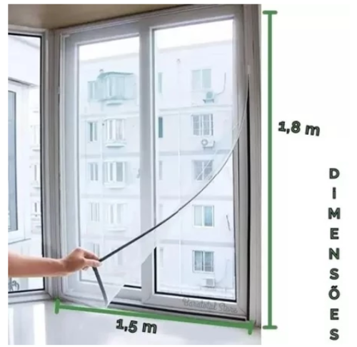 Tela Mosquiteiro Para Janela 150x180cm Com Velcro Anti-inseto Autocolante Pernilongo Removível