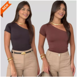 Blusa Feminina Mula Manca Suplex com Forro Confortável Moda Blogueira Estilo Casual
