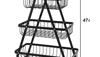 Fruteira de Mesa Aramada 2 e 3 Andares Organizador Multiuso Cesta de Frutas Legumes Cozinha 33cm