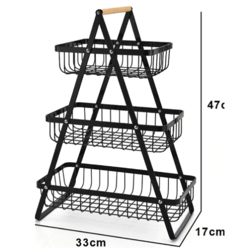 Fruteira de Mesa Aramada 2 e 3 Andares Organizador Multiuso Cesta de Frutas Legumes Cozinha 33cm