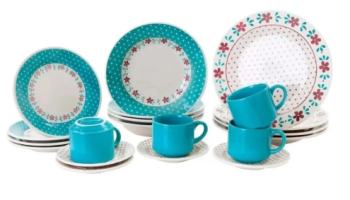 Aparelho de Jantar Chá 20 Peças Biona Cerâmica – Redondo Donna poá floral