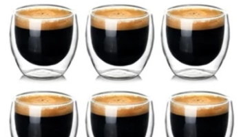 Conjunto com 6 Copos de Vidro Térmico Dupla Parede para Café Expresso 80ml