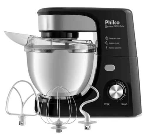 Batedeira Planetária Philco 775W 3 Batedores Preta PBP770PI