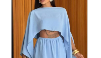 Conjunto femenino 3 peças capa blusa e Short saia