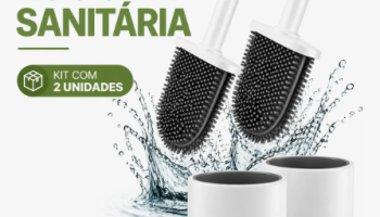 Kit 2 Escovas Limpador Vaso Sanitário Silicone Com Suporte