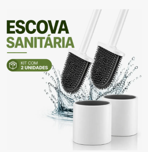 Kit 2 Escovas Limpador Vaso Sanitário Silicone Com Suporte