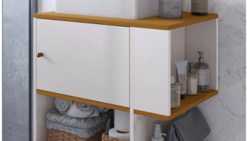 Gabinete Armário para Banheiro Lavabo Moderno com Nicho e Prateleira Suspenso Luxo