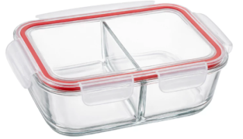 Pote Hermético de Vidro 640ml com Divisória Marmita Vidro Antivazamento Microondas Freezer