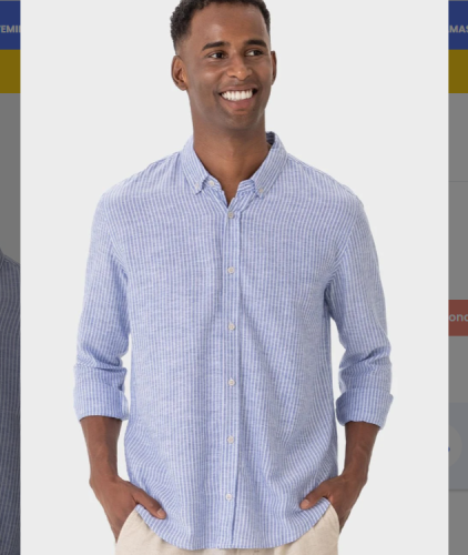 Malwee – Camisa Azul Claro Listrada em Viscolinho
