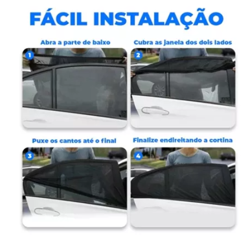 Kit 02 Proteção solar para janela carro, cortina protetora contra vento, sol, insetos para criança