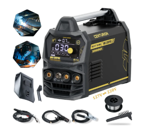 Máquina De Solda Inversora Mig Pró Centurion 200a Sem Gás 3 Em 1 Bivolt 127v/220v Preto MIG sem gás MMA/LIFT TIG Portatil Frequência 50hz/60hz