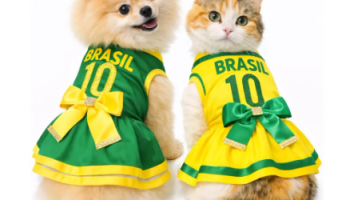 Vestido Pet Brasil Copa Roupa Seleção Para Cachorro Gato
