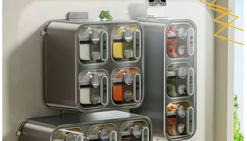 Organizador de Temperos com Ventosa, Novo Design – Conjunto de Frascos para Sal