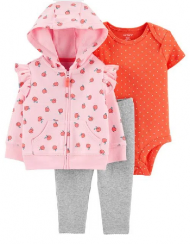 Conjunto de jaqueta infantil pêssego de 3 peças