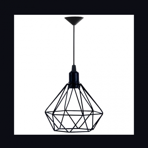 Lustre Pendente Aramado Diamante Preto
