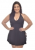 Maio 2 em 1 Plus Size com Saída de Paria Vestido Preto