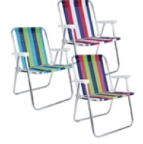 Kit com 3 Cadeiras de Praia e Piscina Alta 25500 Cores Variadas Alumínio Belfix