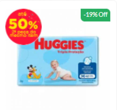 Fraldas Huggies | 50% OFF na 2ª unidade