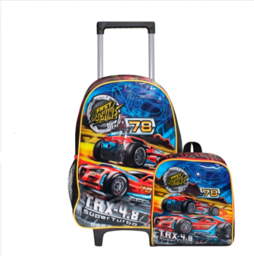 Kit Mochilete e Lancheira Super Turbo Infantil Clio Vermelha