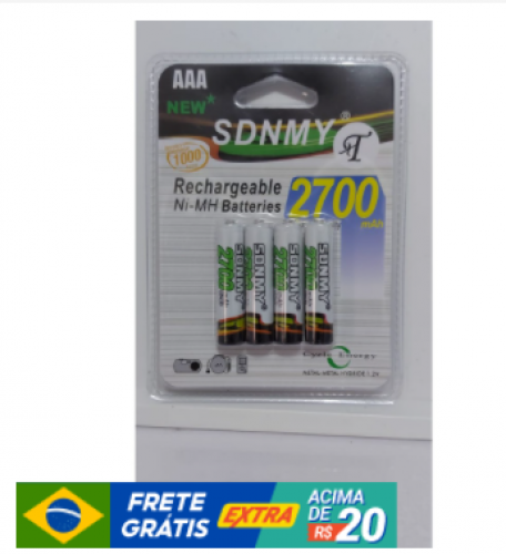 4 Pilhas Recarregável AAA 2700 No Blister Ideal Para Vários Aparelho recarregável