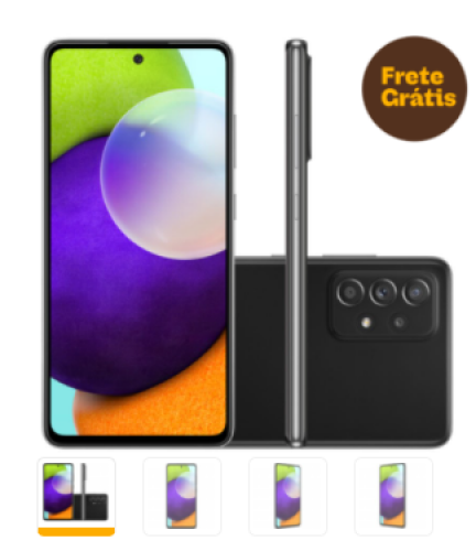 Smartphone Samsung Galaxy A52 Preto 128 GB 6.5″ 6 GB RAM Câm. Quádrupla 64 MP Selfie 32 MP