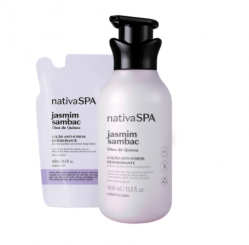 Combo Nativa SPA Jasmim Sambac: Loção Corporal 400ml + Refil 400ml abrir compartilhar Nativa SPA