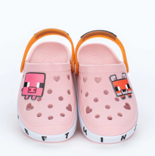 Babuche Infantil Kidy Minecraft Mobs Porco e Raposa Rosa