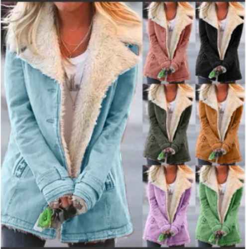 Jaqueta/Feminina De Inverno/Manga Longa/Escovada/Confortável/Quente