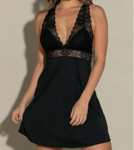 Camisola sem bojo intimate em renda e alças cruzadas preto