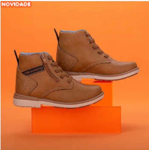 Coturno Infantil Masculino Kidy Walk Zíper Caramelo