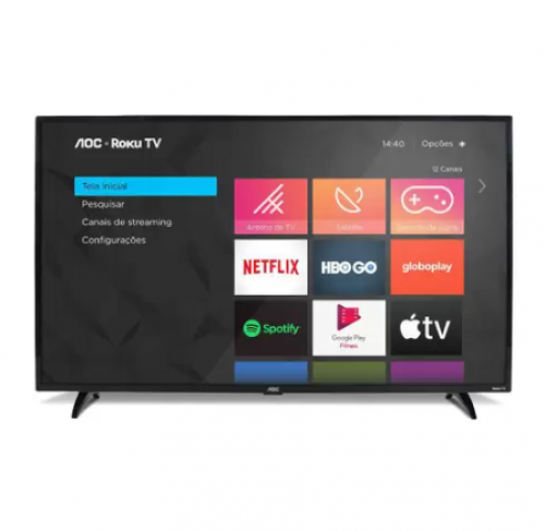 Smart TV LED 32” HD AOC Roku 32S5195/78 com Wi-fi Roku Mobile Miracast Entradas HDMI USB
