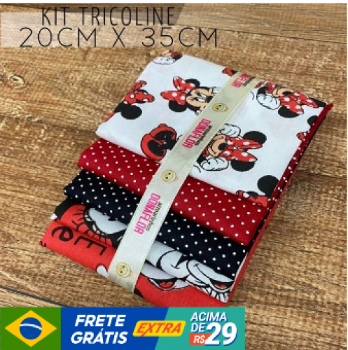 Kit Tricoline Disney 5Tecidos Tricoline 100% Algodão – Medida 20cm x 35cm