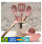Utensílios De Cozinha Silicone Rosa Cabo Aço Inox
